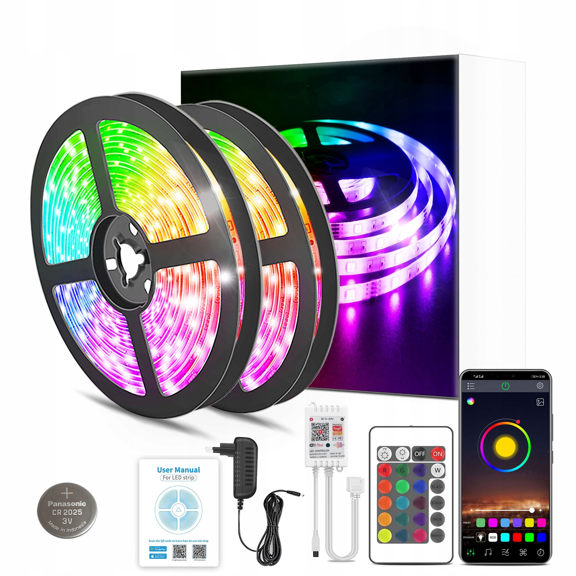 Taśma LED 15M RGB 5050 WiFi PILOT APLIKACJA TUYA