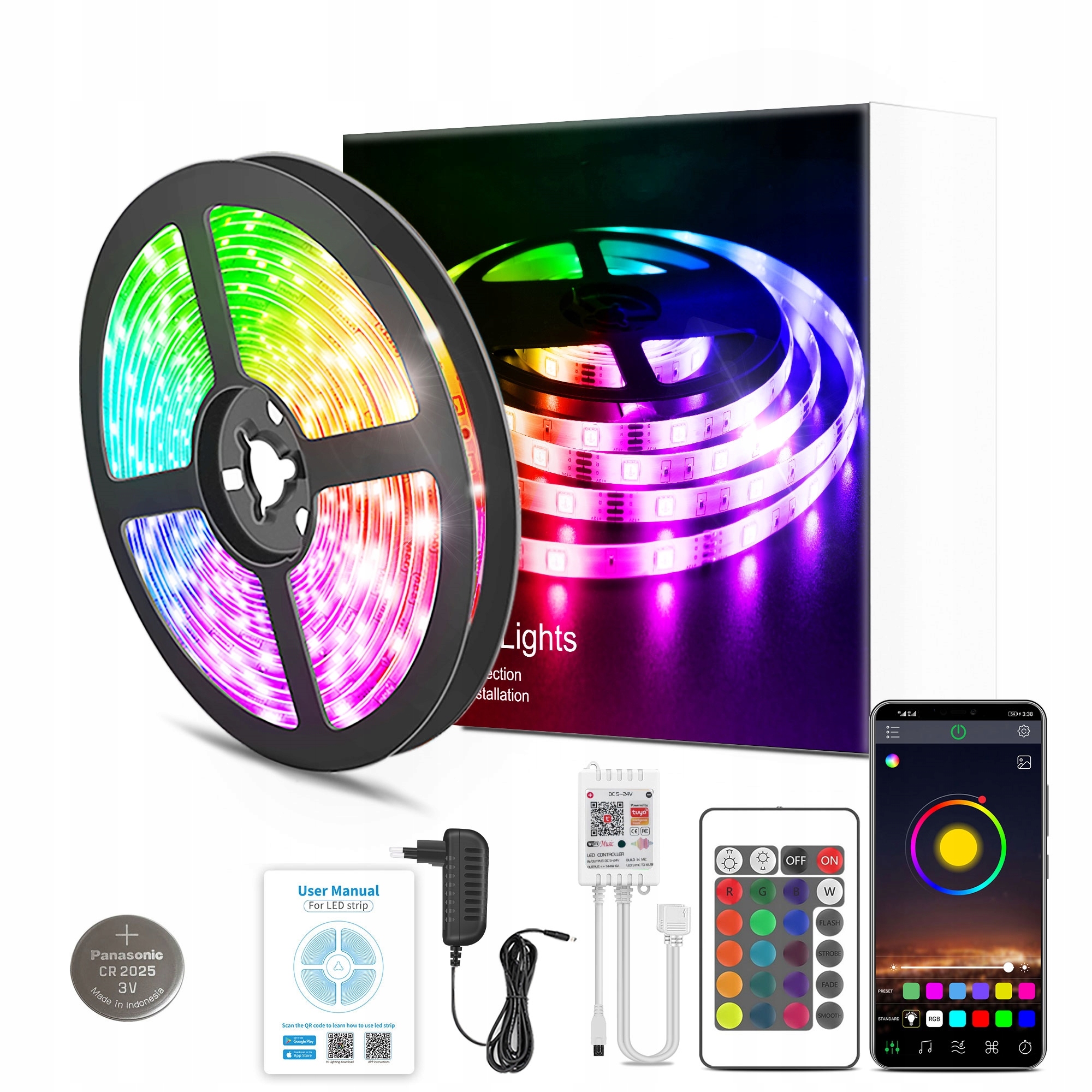 Taśma LED 10M RGB 5050 WiFi PILOT APLIKACJA TUYA