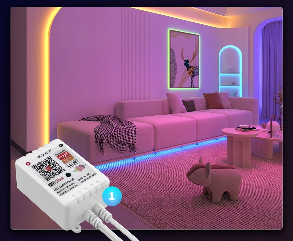 Taśma LED 15M RGB 5050 WiFi PILOT APLIKACJA TUYA