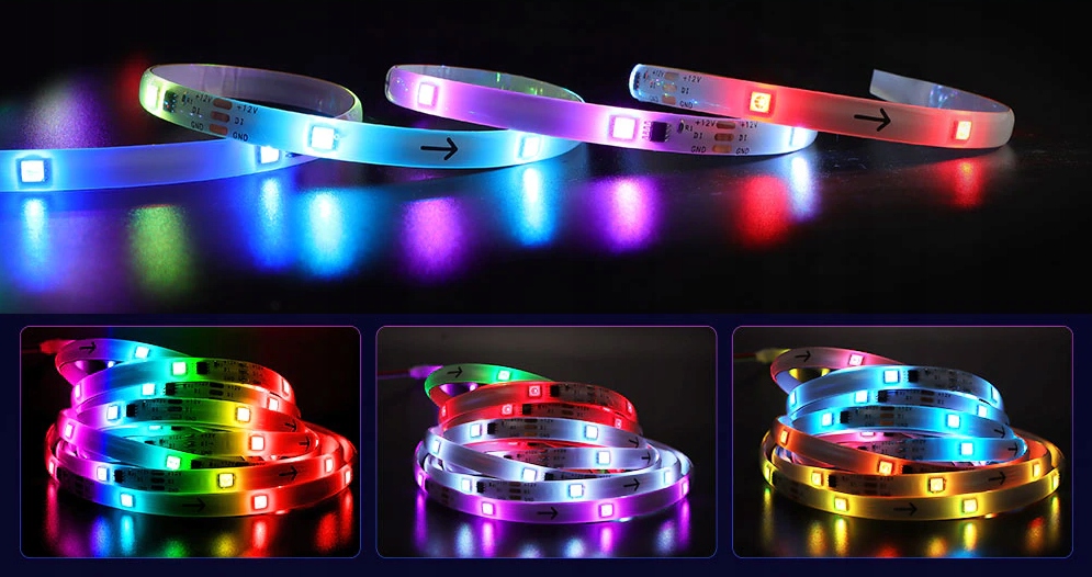 TAŚMA LED 5M RGBIC WS2811 BLUETOOTH EFEKT TĘCZY