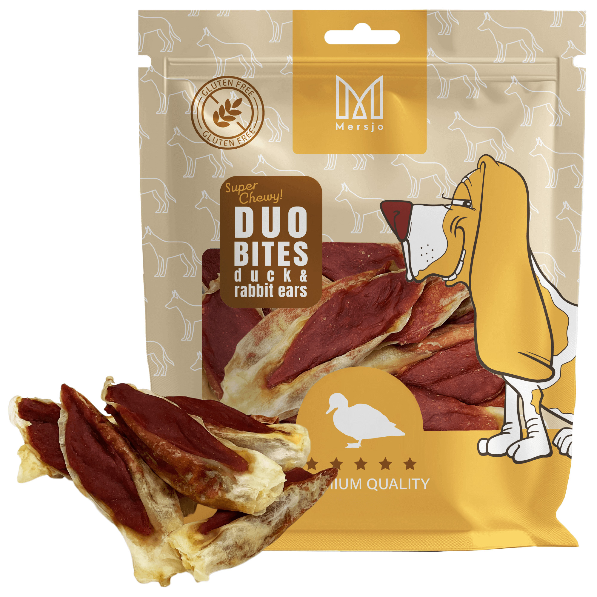 Pamlsek pro psy Duo Flavors – Kachna s králičím uchem Mersjo 300g