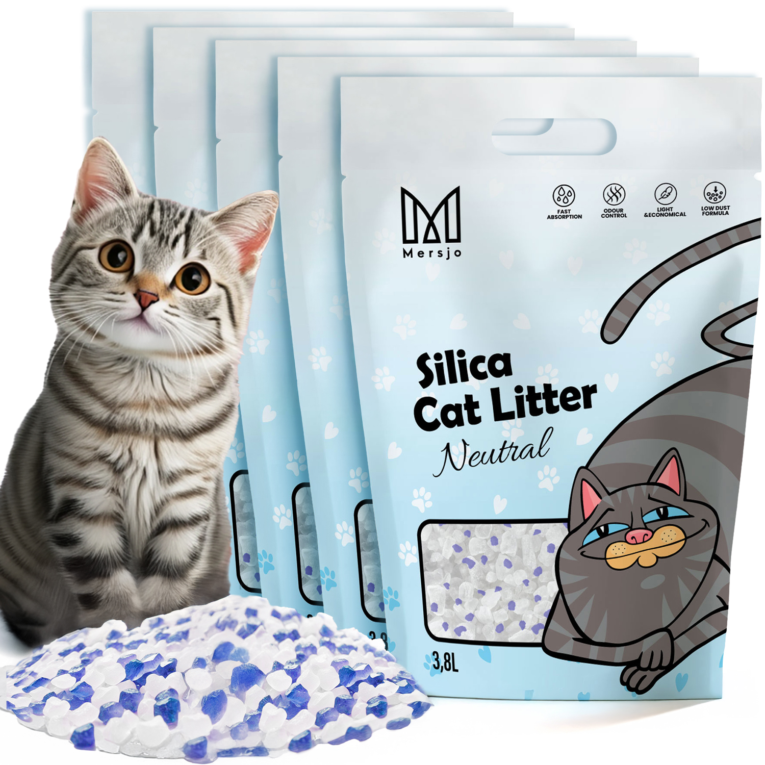 Silikonová podestýlka pro kočky Mersjo Neutrální 5x3,8L