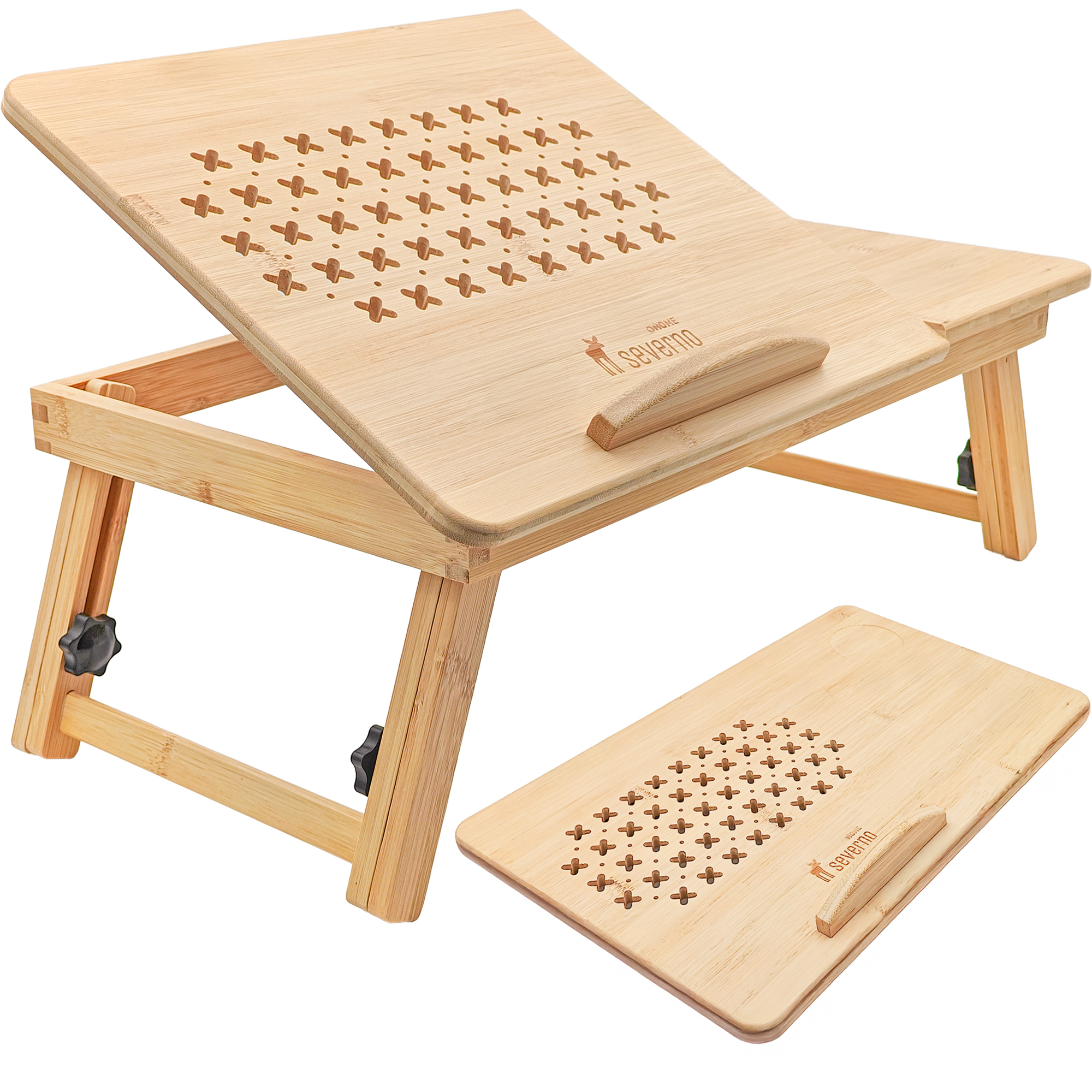 Bambusový stolek pod notebook, skládací sklonitelný, výškově stavitelný s odvětráváním HAPPY SUNDAY