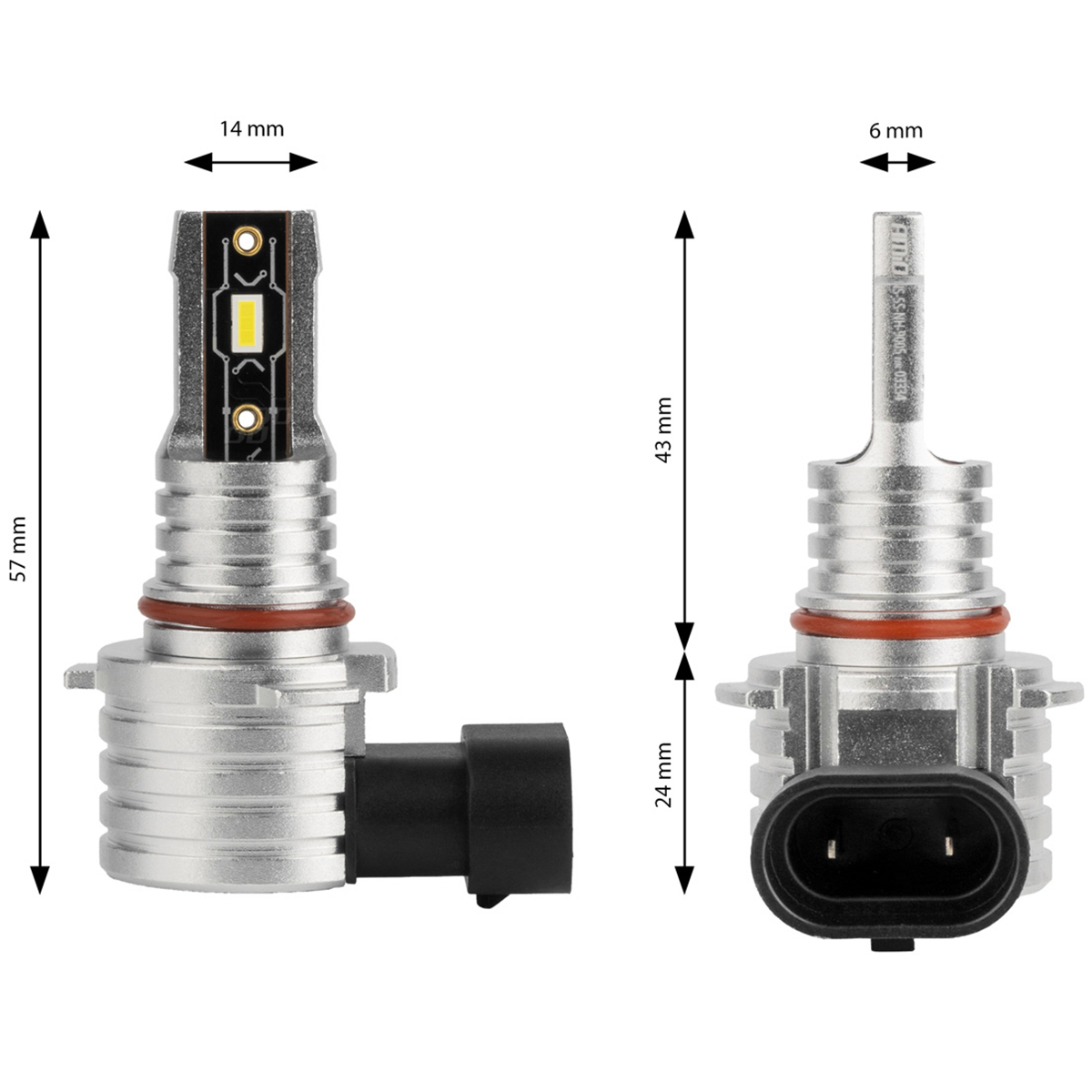AMiO LED H-MINI - wymiary i porównanie ze standardową żarówką