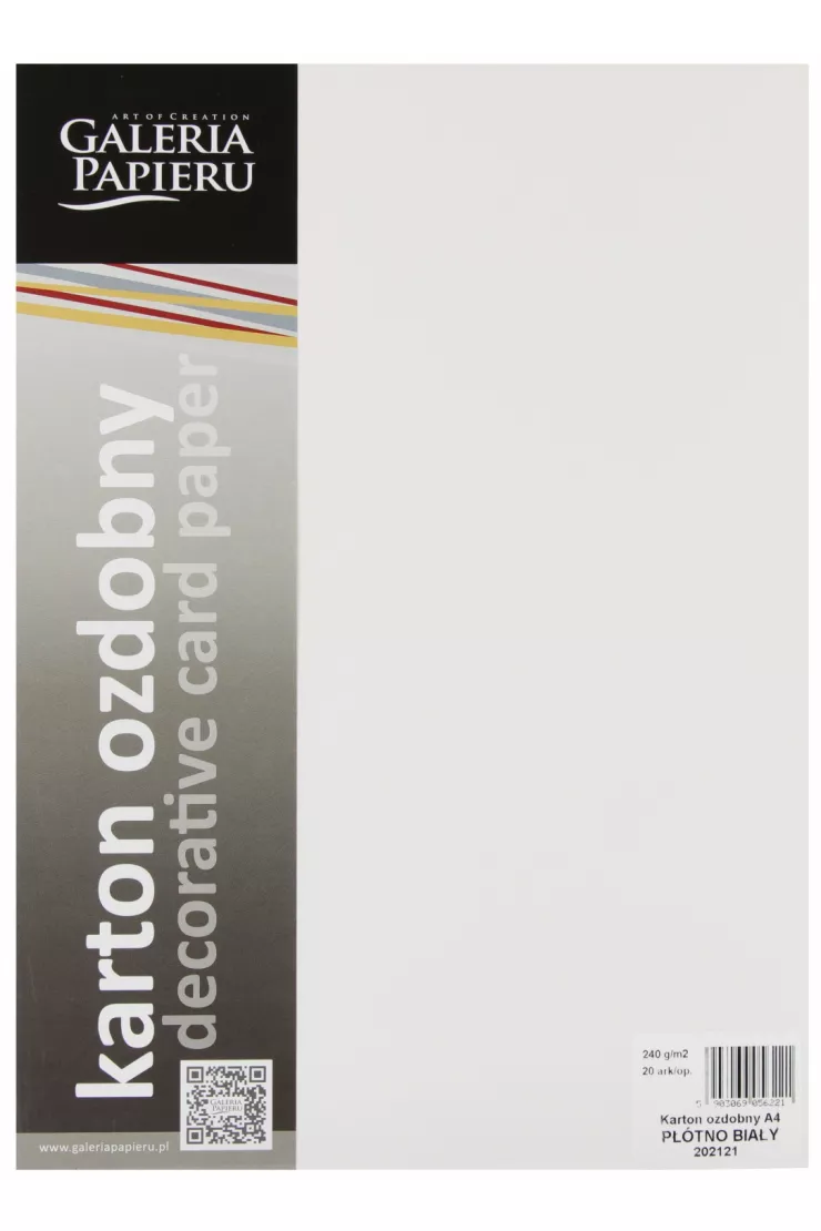 KARTON OZDOBNY PŁÓTNO BIAŁY 20SZT GALERIA PAPIERU