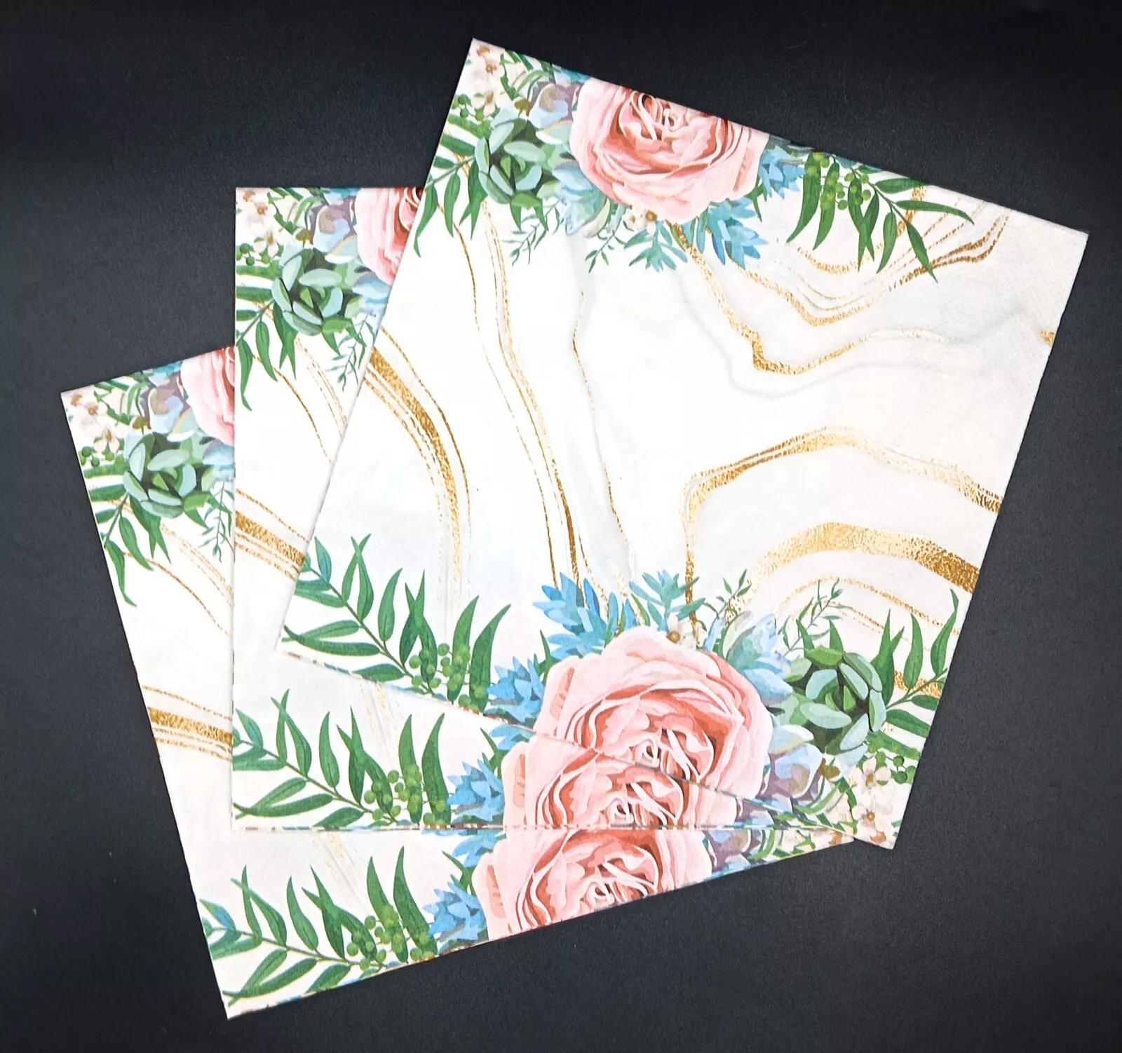 SERWETKI DAISY PINK ROSES ON GREY 33X33CM POL-MAK HIT