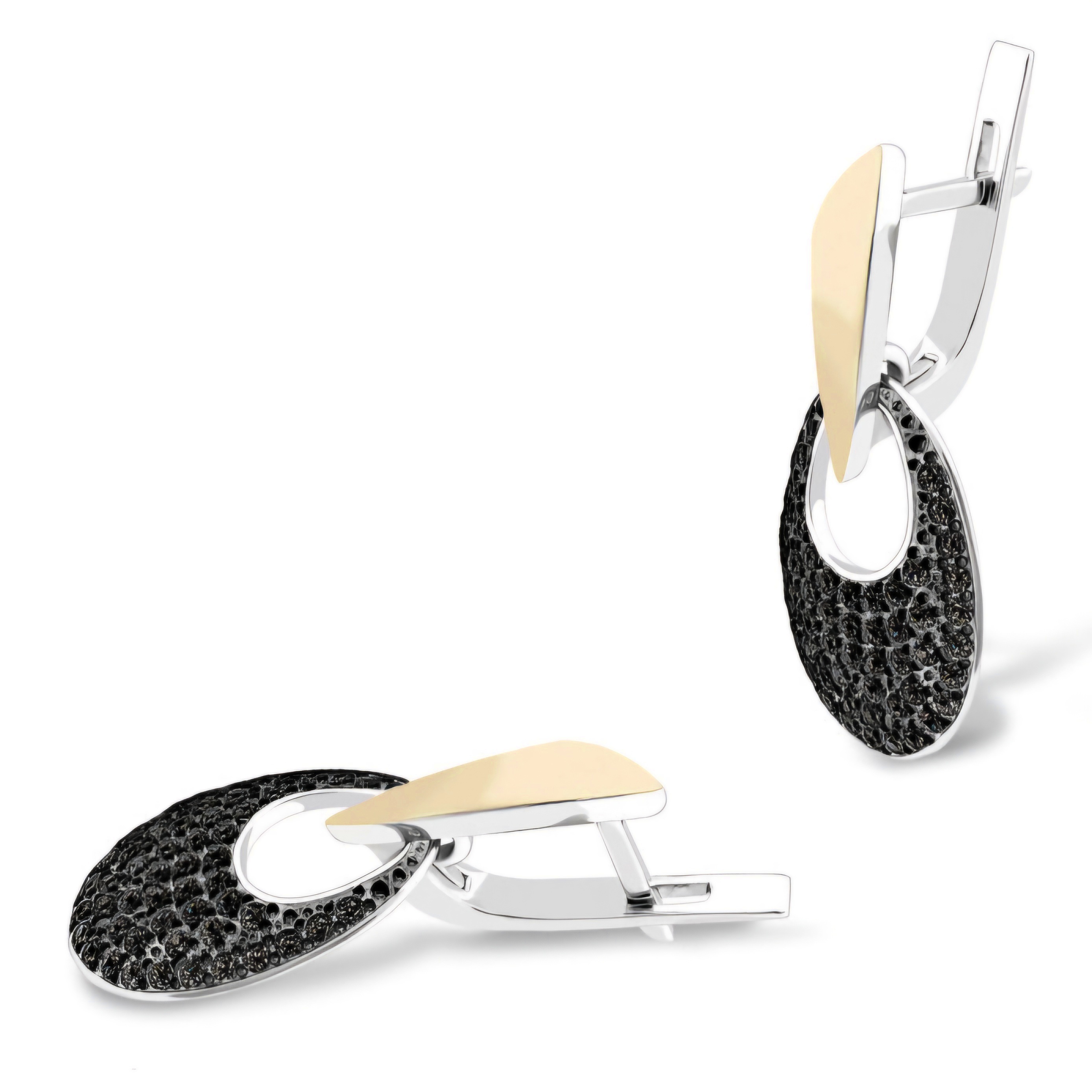 KOLCZYKI SREBRNE ZE ZŁOTEM I CYRKONIAMI 176 zdjęcie 1