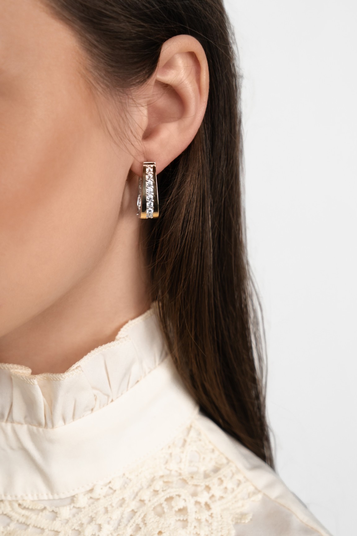 KOLCZYKI SREBRNE ZE ZŁOTEM I CYRKONIAMI 0011.10 zdjęcie 3