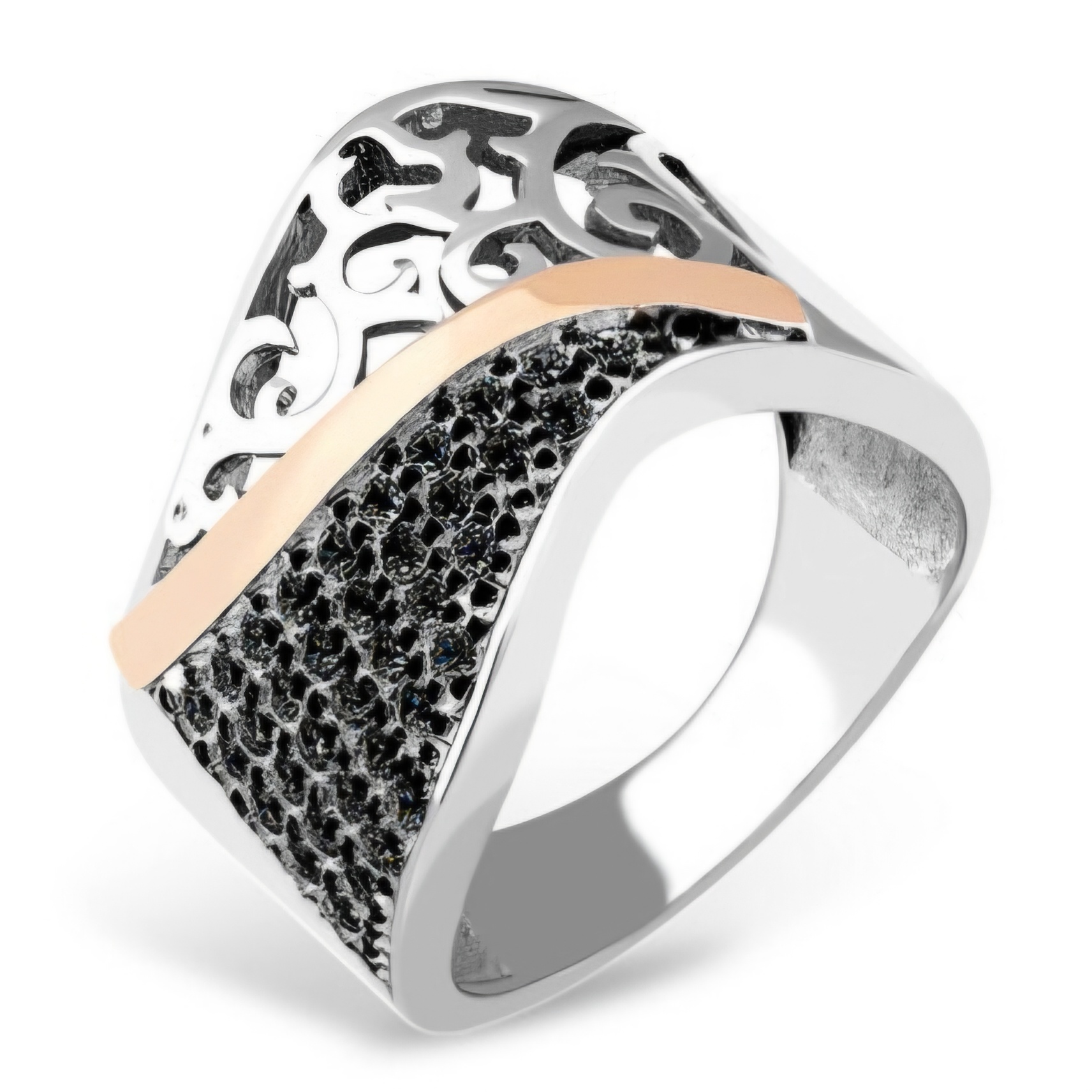 PIERŚCIONEK SREBRNY ZE ZŁOTEM I CYRKONIAMI  230-1 zdjęcie 1