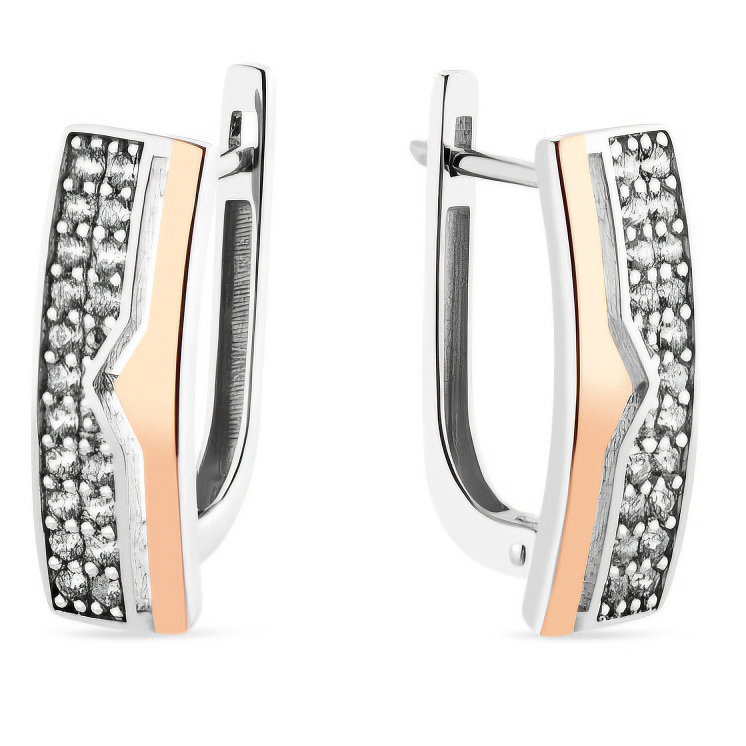 KOLCZYKI SREBRNE ZE ZŁOTEM I CYRKONIAMI 1680 zdjęcie 1