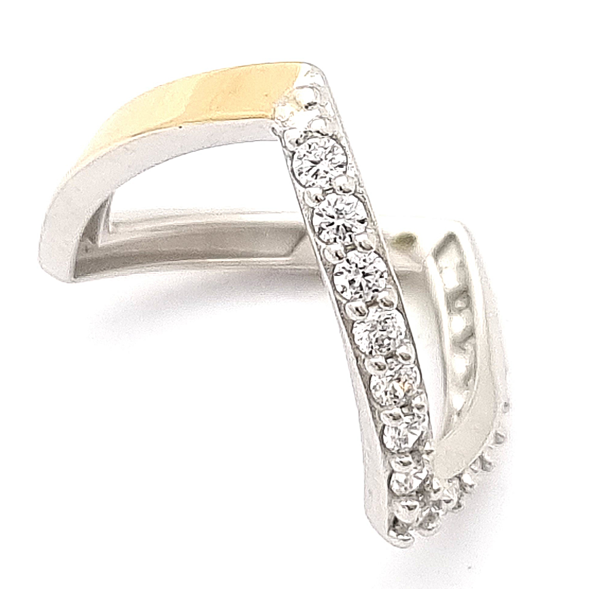 PIERŚCIONEK SREBRNY ZE ZŁOTEM I CYRKONIAMI  0362 zdjęcie 1