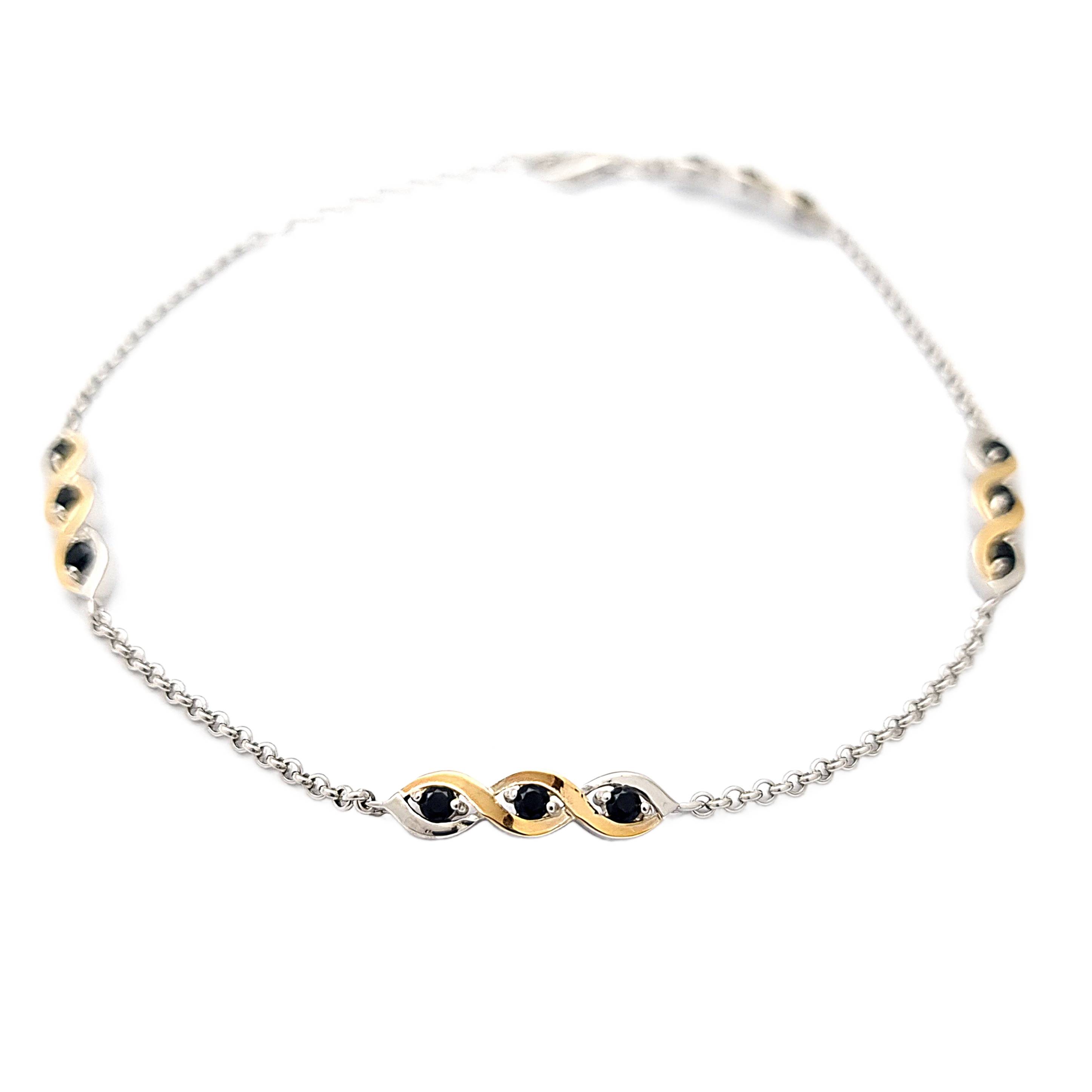 BRANSOLETKA SREBRNA ZE ZŁOTEM I CYRKONIAMI 723-1 zdjęcie 1