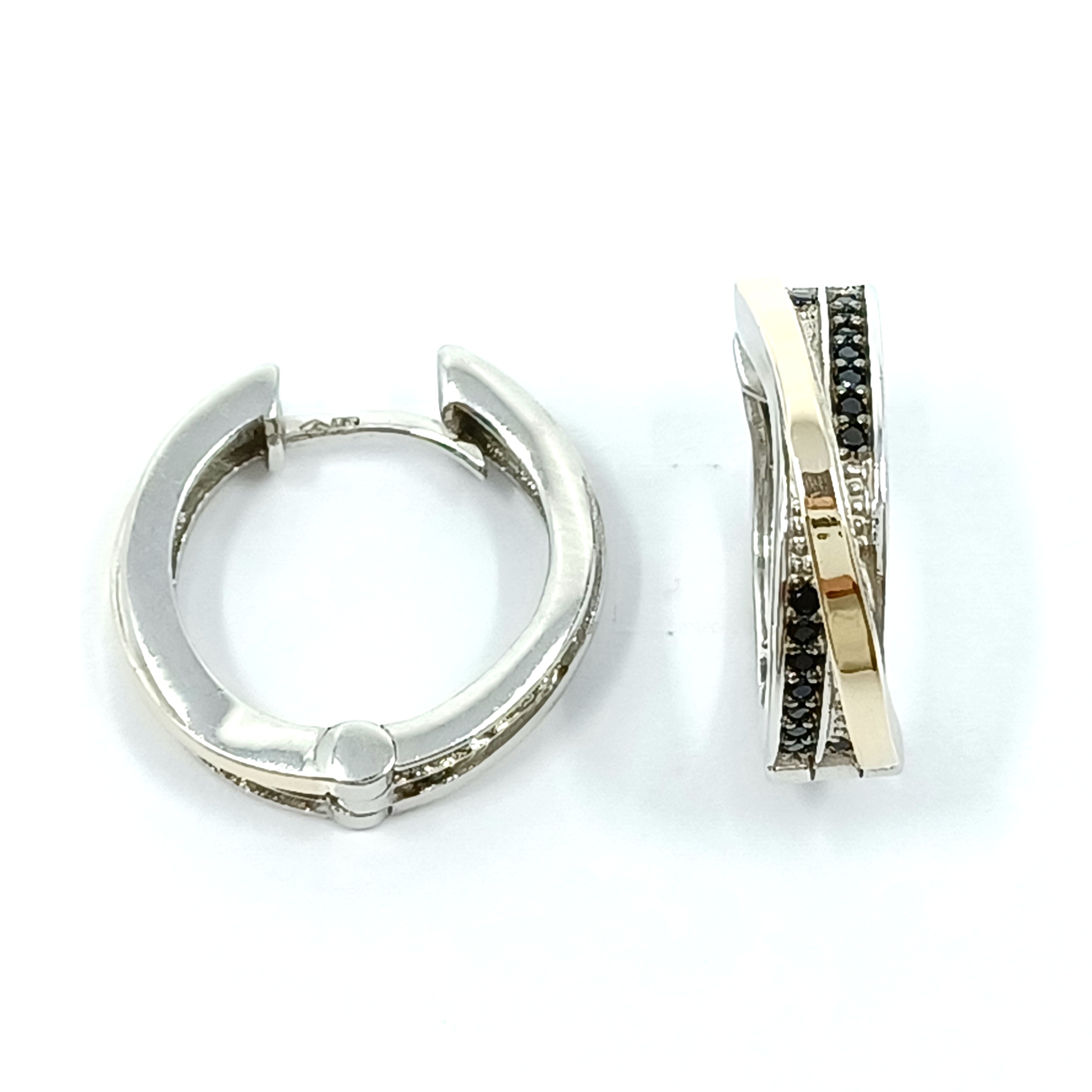 KOLCZYKI SREBRNE ZE ZŁOTEM I CYRKONIAMI 543-1 zdjęcie 1