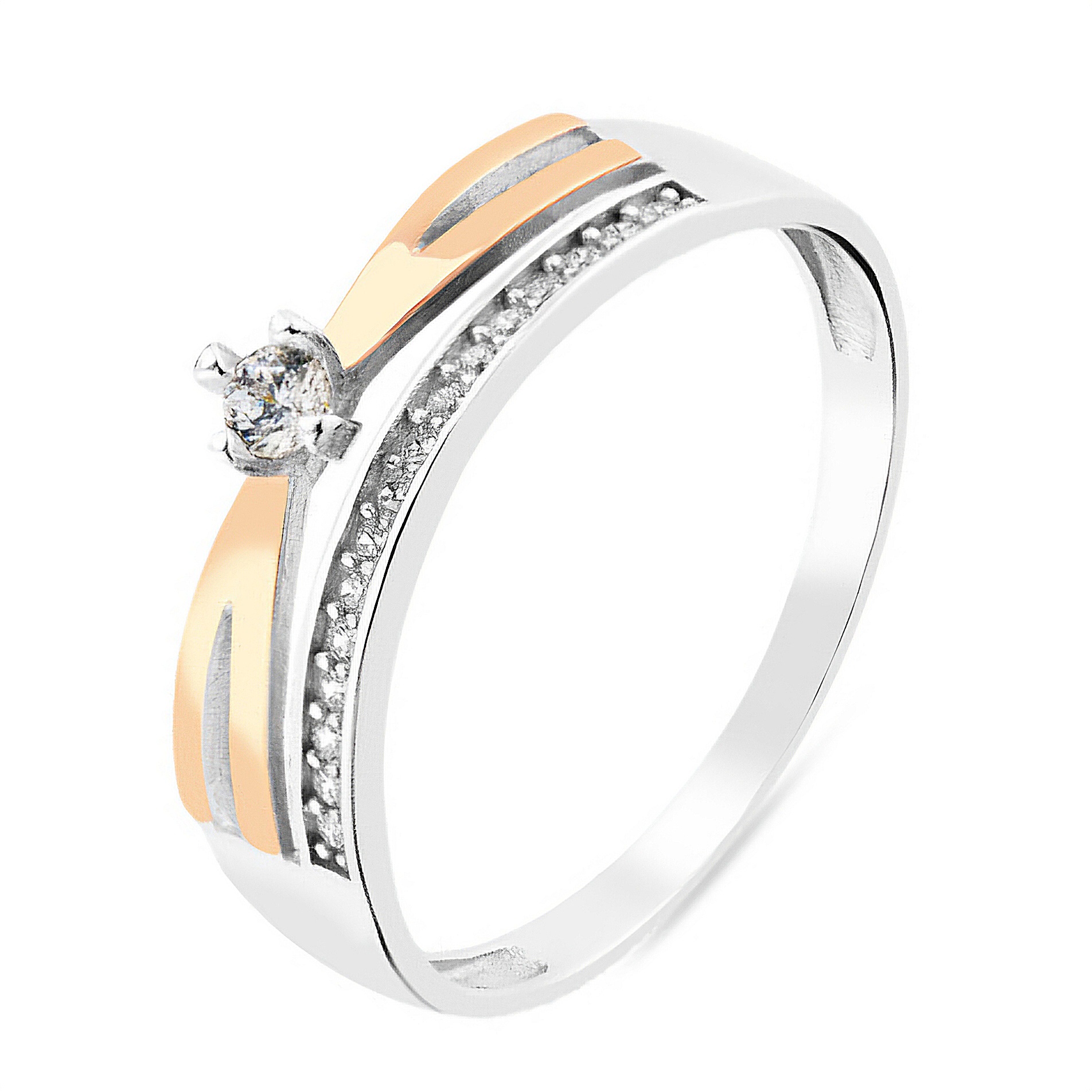 PIERŚCIONEK SREBRNY ZE ZŁOTEM I CYRKONIAMI  1677 zdjęcie 1