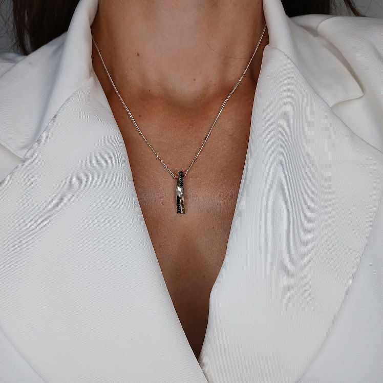 Zawieszka srebrna ze złotem i cyrkoniami 543-1 zdjęcie 2