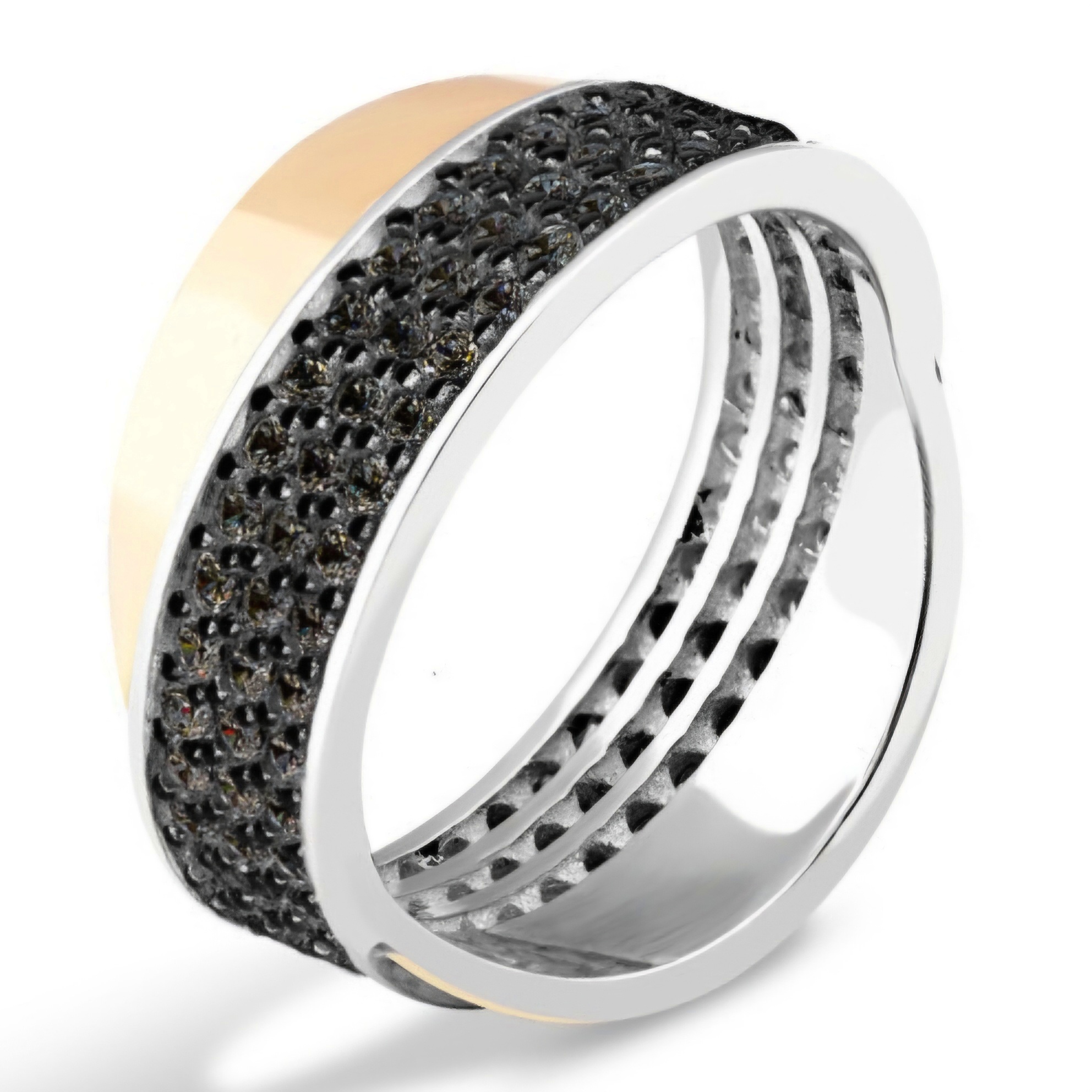 PIERŚCIONEK SREBRNY ZE ZŁOTEM I CYRKONIAMI  542-1 zdjęcie 1