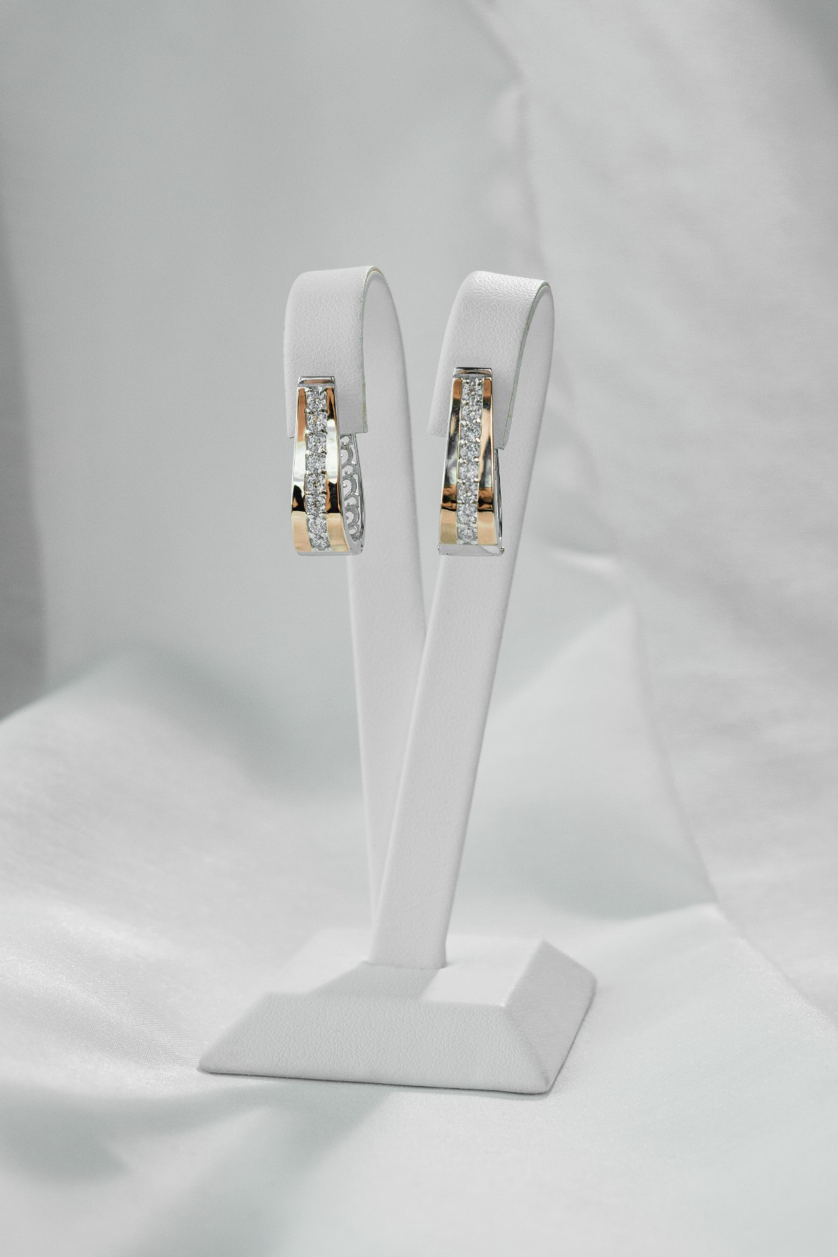 KOLCZYKI SREBRNE ZE ZŁOTEM I CYRKONIAMI 0011.10 zdjęcie 2