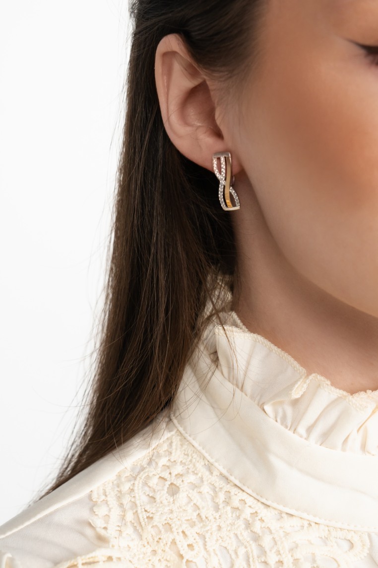 SILBEROHRRINGE MIT GOLD UND ZIRKONIA 0398.10 bild 2