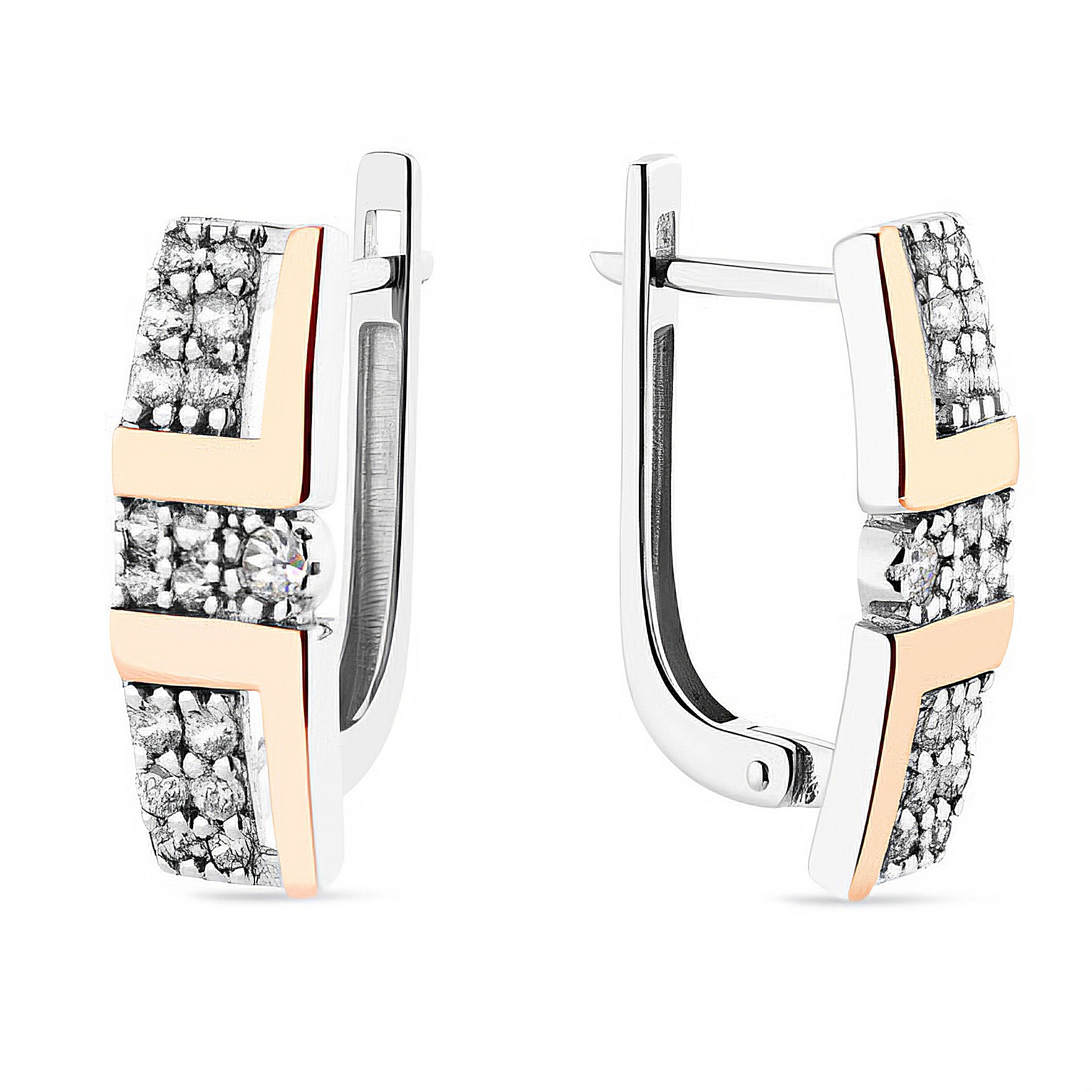 KOLCZYKI SREBRNE ZE ZŁOTEM I CYRKONIAMI 1675 zdjęcie 1