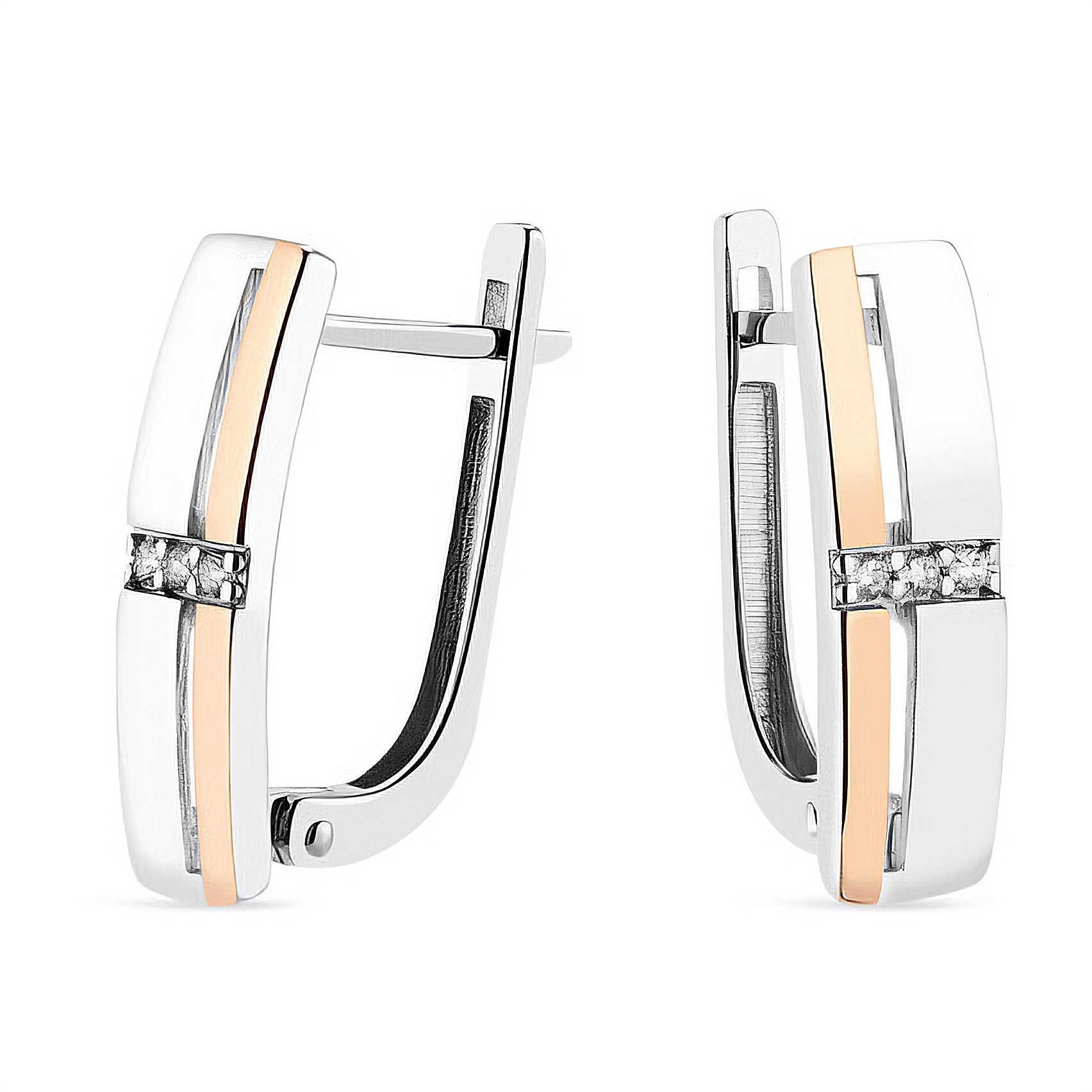 KOLCZYKI SREBRNE ZE ZŁOTEM I CYRKONIAMI 1673 zdjęcie 1