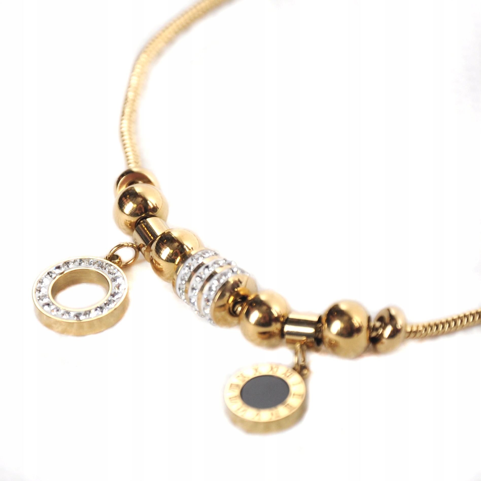 Stalove Złotko - Bransoletka Modułowa Charms Kółko Cyrkonie Stal