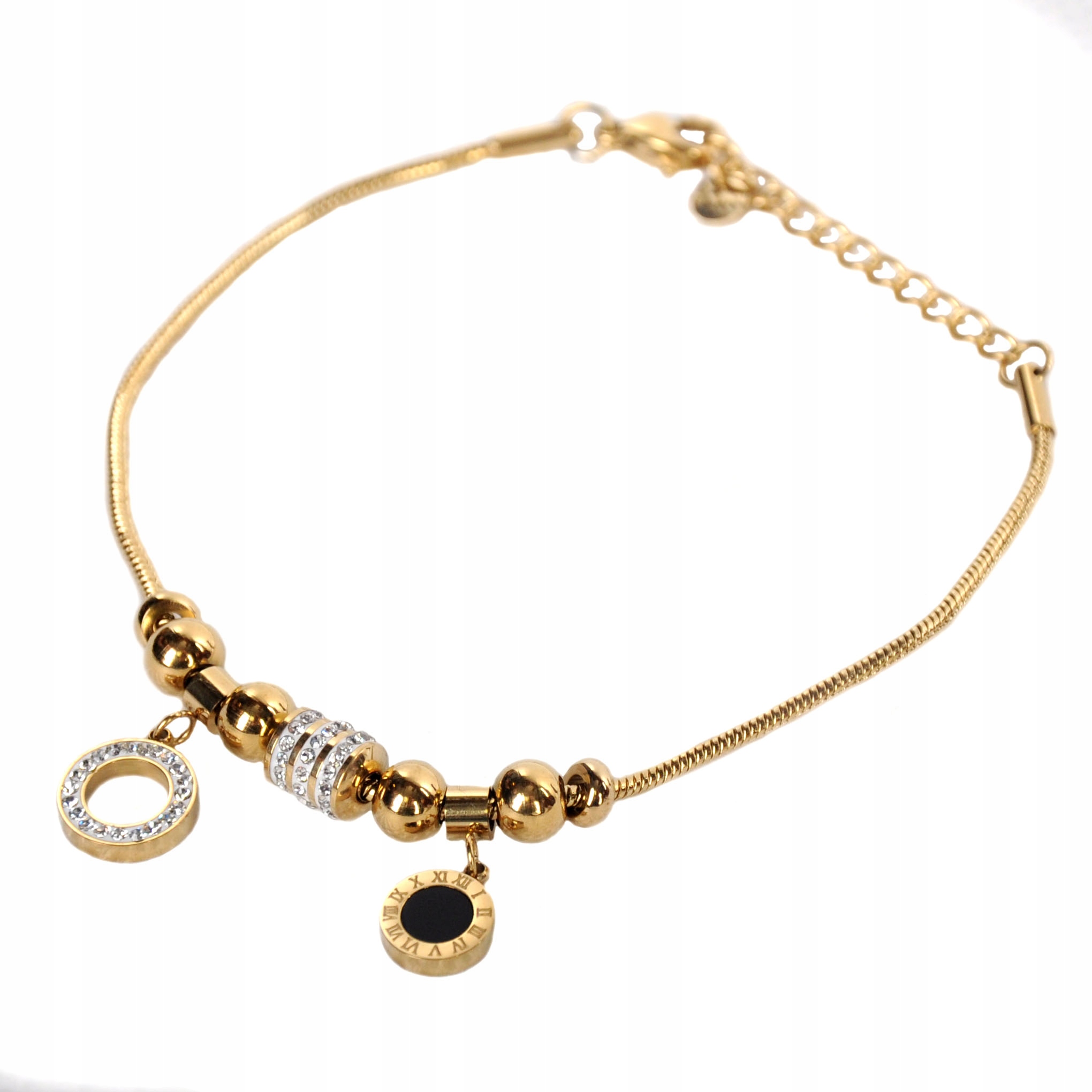 Stalove Złotko - Bransoletka Modułowa Charms Kółko Cyrkonie Stal