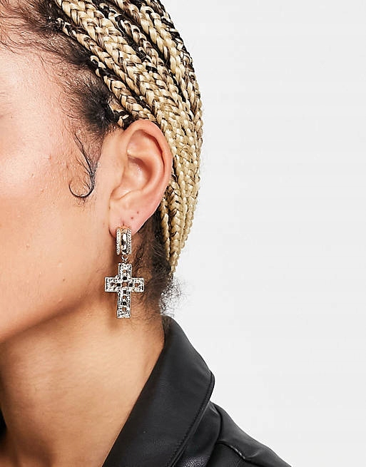 Stalove Złotko - Topshop Złote Kółka Z Wiszącymi Krzyżami