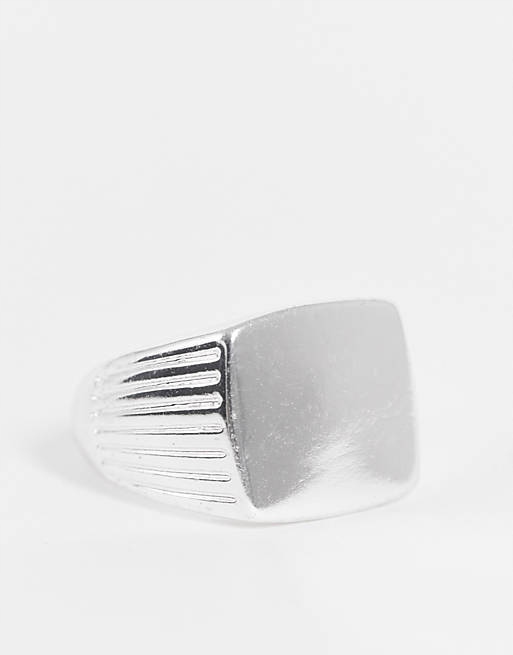 Stalove Złotko - ASOS DESIGN Sygnet ze Stali Nierdzewnej Srebrny
