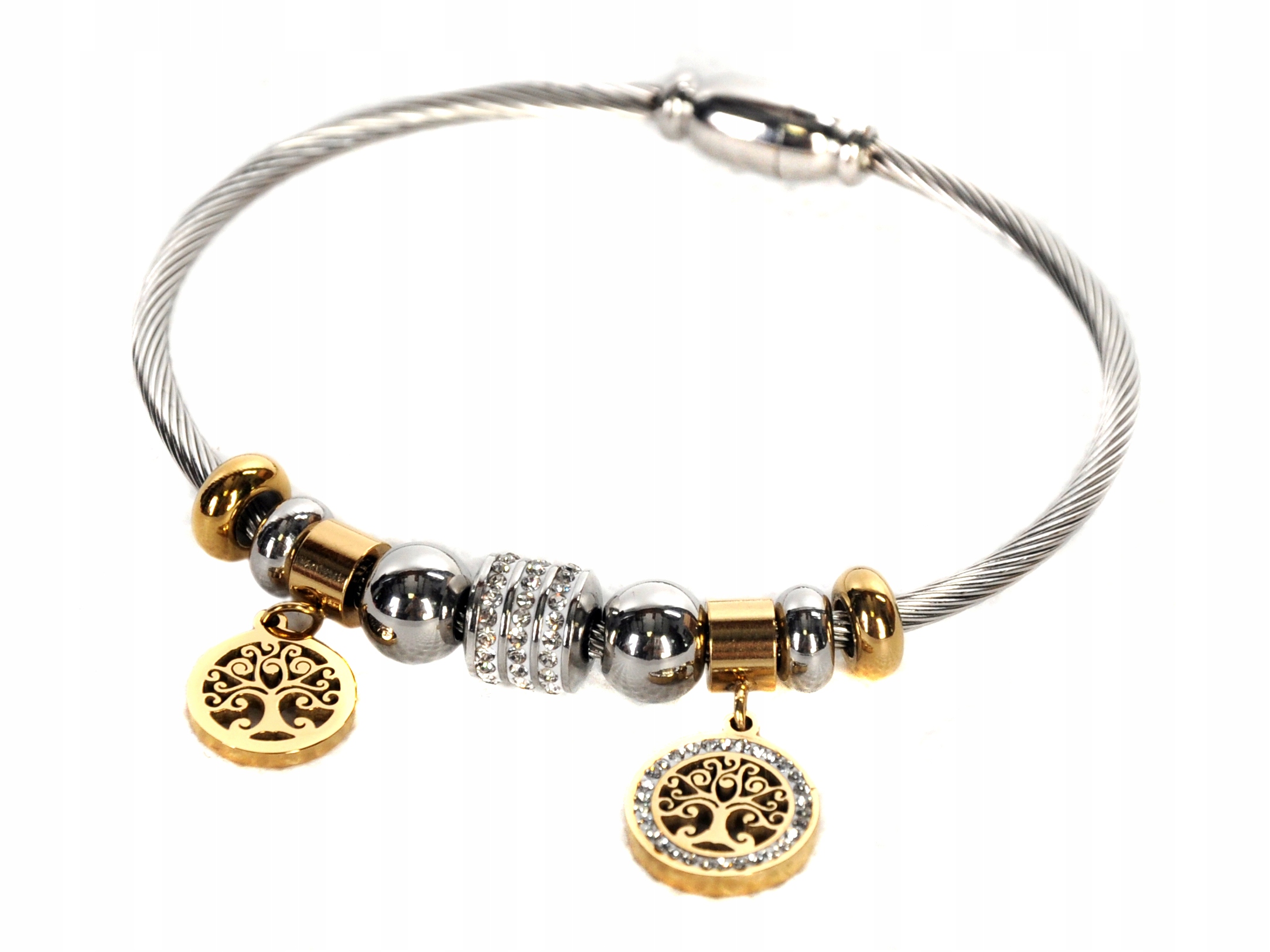 Stalove Złotko - Bransoletka Modułowa Charms Drzewka Srebrna Stal