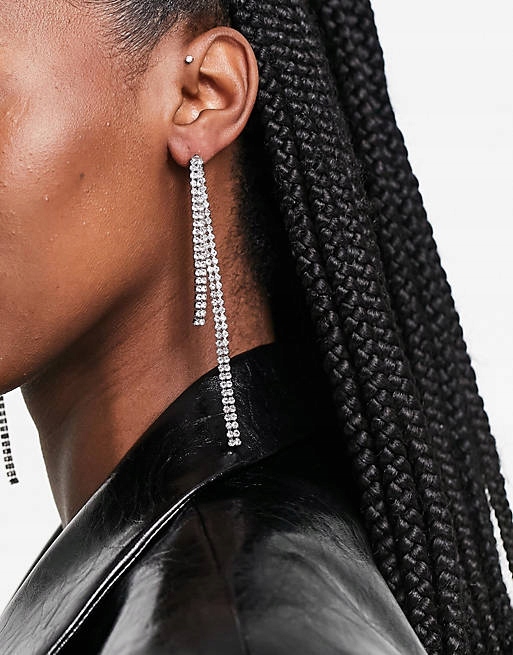 Stalove Złotko - ASOS DESIGN Srebrne Długie Kolczyki Cyrkonie 30458 Stalove Złotko - ASOS DESIGN Srebrne Długie Kolczyki Cyrkonie 30458