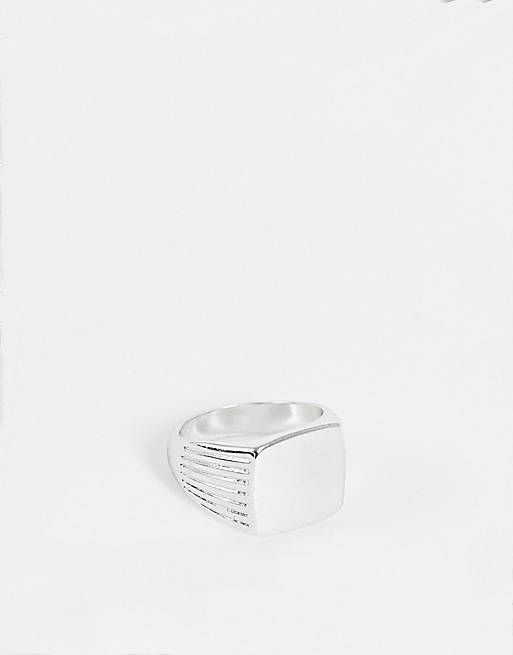 Stalove Złotko - ASOS DESIGN Sygnet ze Stali Nierdzewnej Srebrny