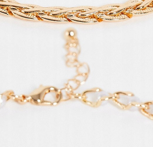 Stalove Złotko - Reclaimed vintage Bransoletki 2szt Perełki Serce