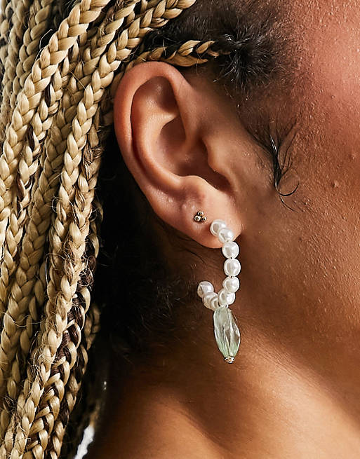 Stalove Złotko - Topshop kolczyki koła Perełki Zielone Serce Stalove Złotko - Topshop kolczyki koła Perełki Zielone Serce