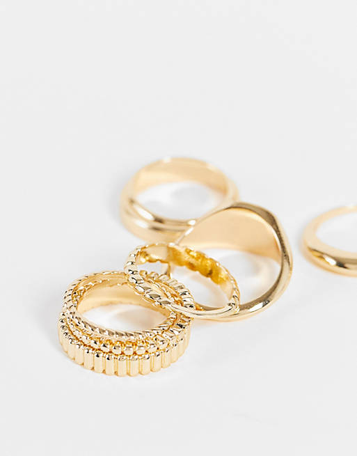 Stalove Złotko - ASOS DESIGN Zestaw 7x Pierścionki Złote Stal Stalove Złotko - ASOS DESIGN Zestaw 7x Pierścionki Złote Stal