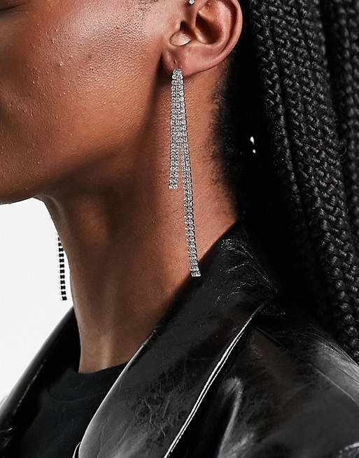 Stalove Złotko - ASOS DESIGN Srebrne Długie Kolczyki Cyrkonie 30458 Stalove Złotko - ASOS DESIGN Srebrne Długie Kolczyki Cyrkonie 30458