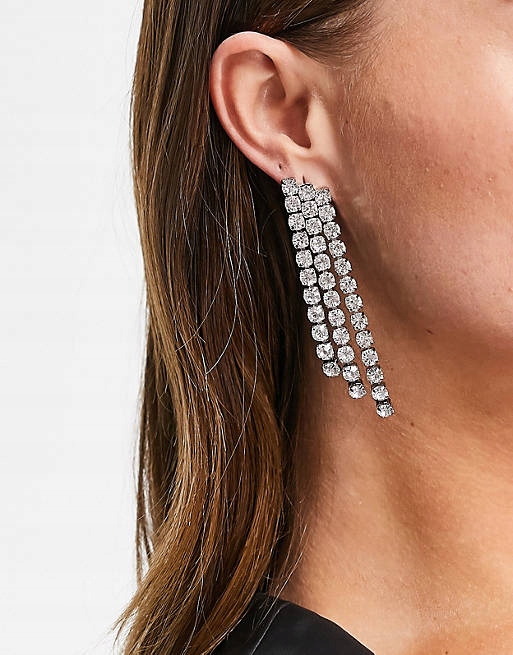Stalove Złotko - ASOS DESIGN Kolczyki Eleganckie Cyrkonie Wiszące