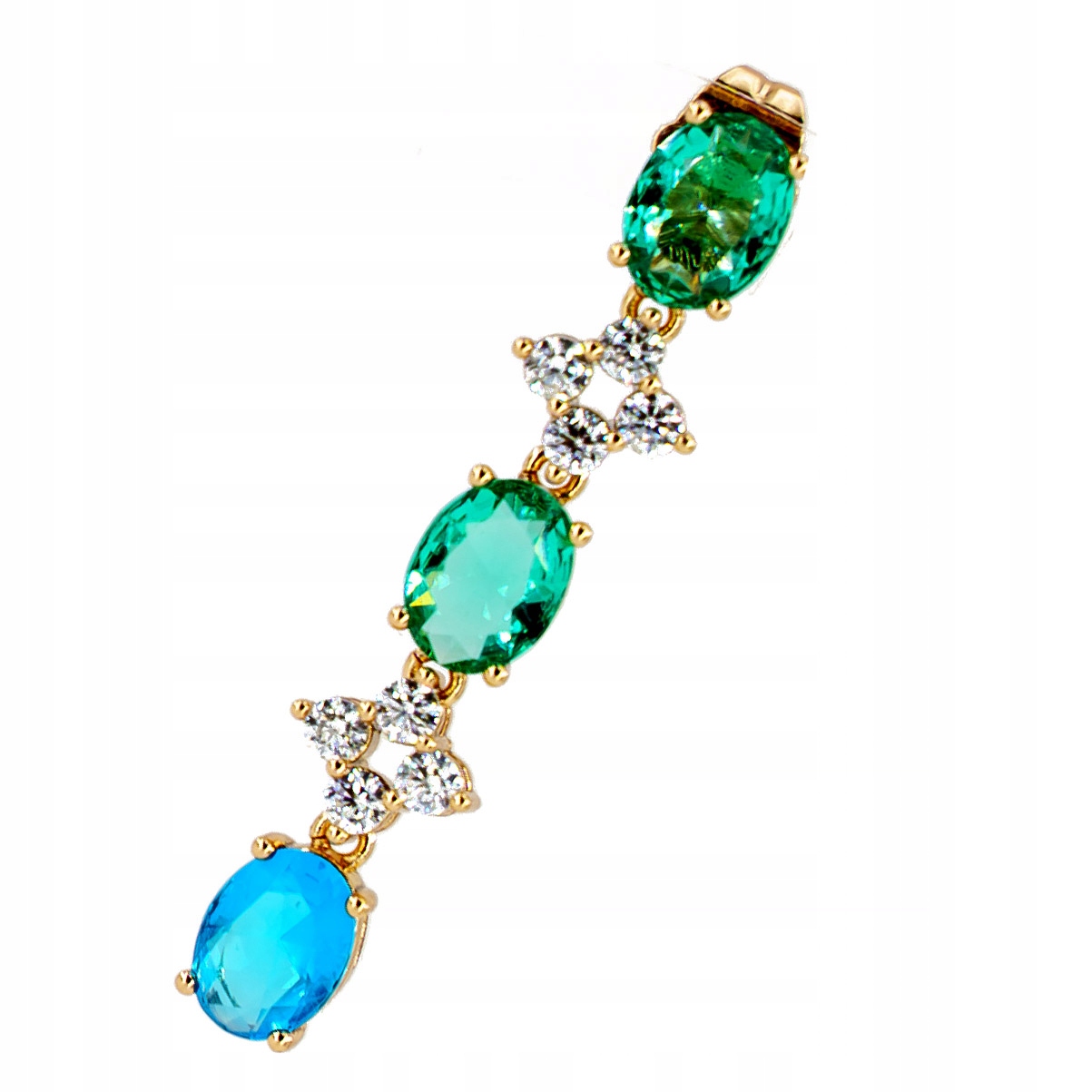 Stalove Złotko - Kolczyki Eleganckie Niebieskie Zielone Kamienie Złote Stal 711 Stalove Złotko - Kolczyki Eleganckie Niebieskie Zielone Kamienie Złote Stal 711