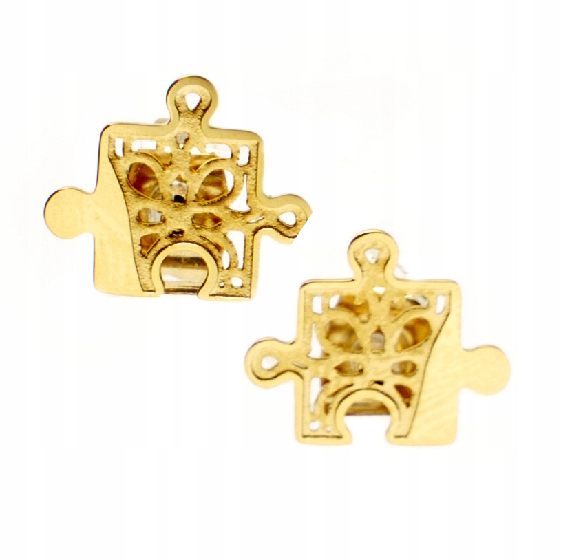 Stalove Złotko - Kolczyki Wkręty Ażurowe Puzzle Złote Stal 373