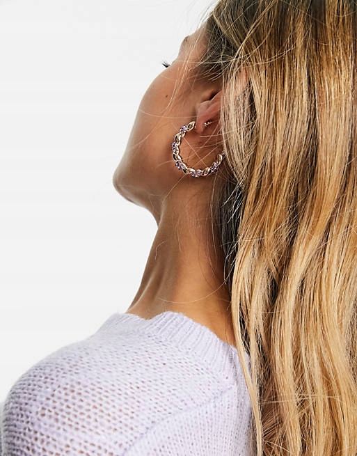Stalove Złotko - ASOS DESIGN Kolczyki Koła Cyrkonie Liliowe
