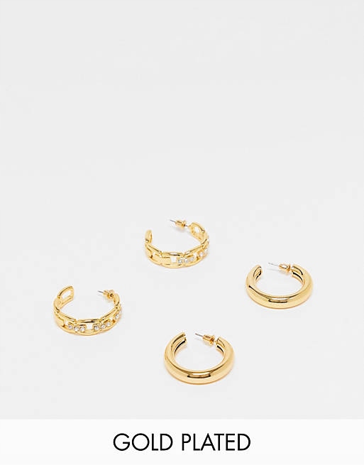 Stalove Złotko - ASOS DESIGN Zestaw 2 kółek pozłacanych 14-k złotem Stalove Złotko - ASOS DESIGN Zestaw 2 kółek pozłacanych 14-k złotem