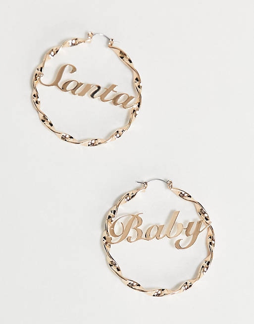Stalove Złotko - ASOS DESIGN Świąteczne Kolczyki Kółka Santa Złote Stalove Złotko - ASOS DESIGN Świąteczne Kolczyki Kółka Santa Złote