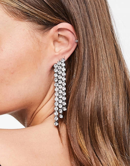 Stalove Złotko - ASOS DESIGN Kolczyki Eleganckie Cyrkonie Wiszące