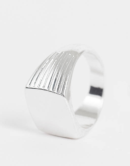 Stalove Złotko - ASOS DESIGN Sygnet ze Stali Nierdzewnej Srebrny
