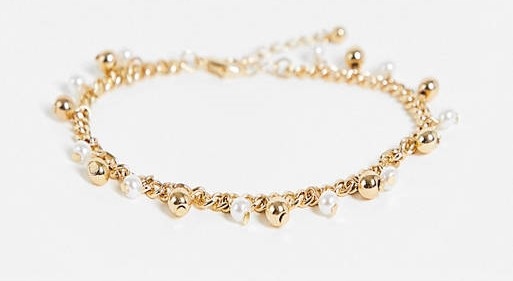 Stalove Złotko - ASOS DESIGN Bransoletka Złote Kulki Perełki Stal 30995