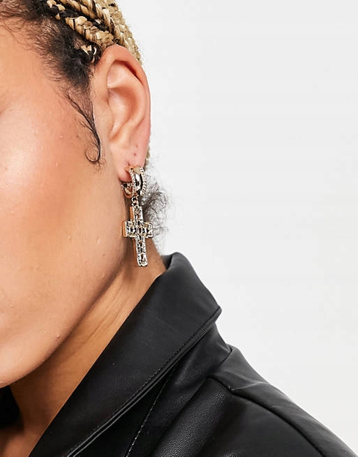 Stalove Złotko - Topshop Złote Kółka Z Wiszącymi Krzyżami