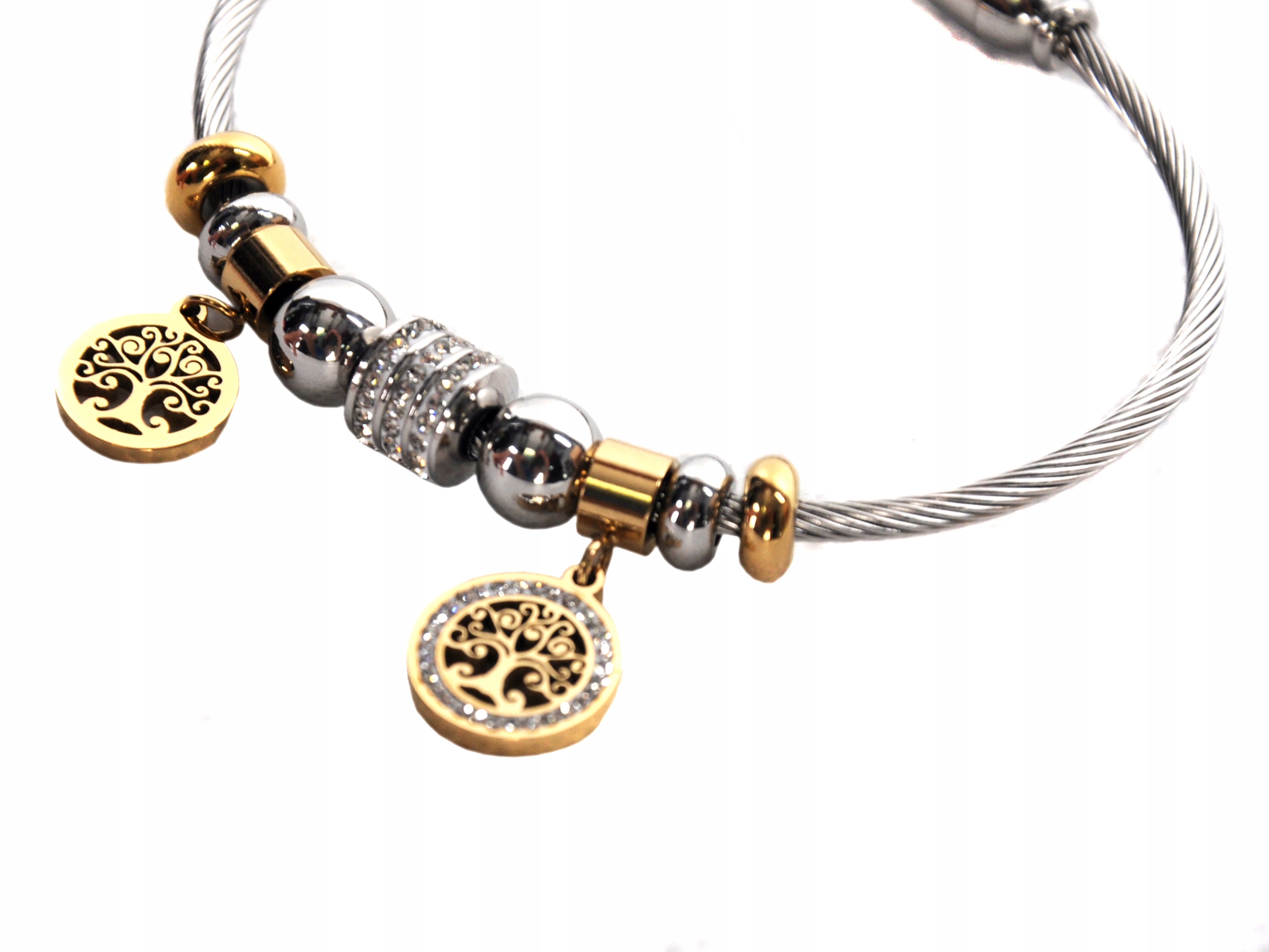 Stalove Złotko - Bransoletka Modułowa Charms Drzewka Srebrna Stal