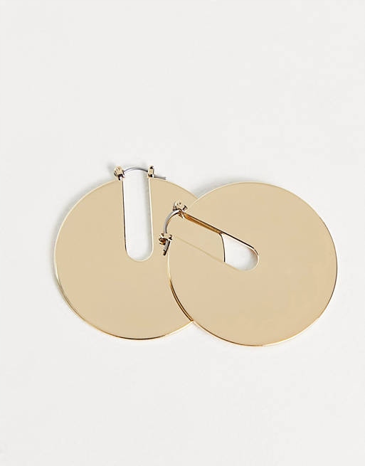 Stalove Złotko - ASOS DESIGN Kolczyki Koła Płaskie Złote Stal