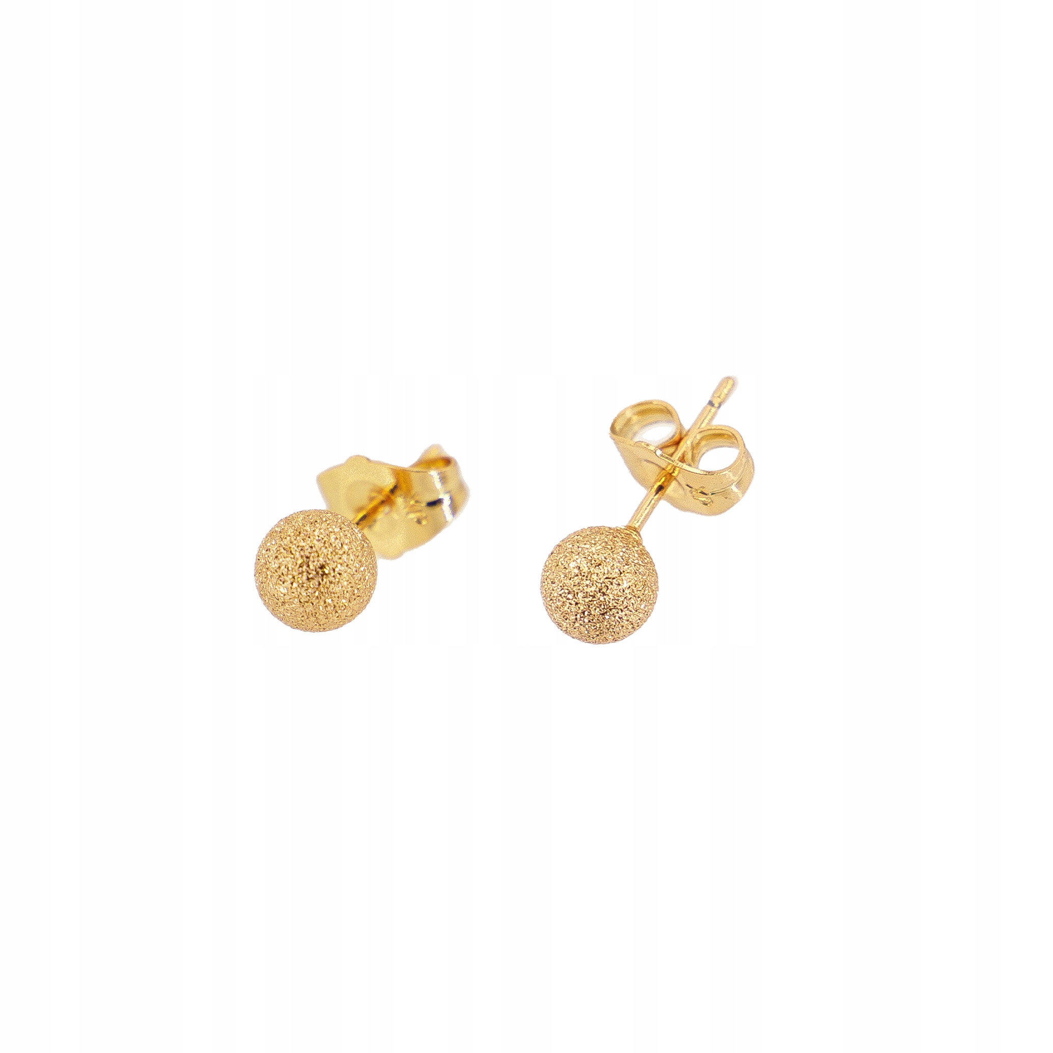 Stalove Złotko - Kolczyki Wkręty Matowe Teksturowe Kulki 6mm Złote Stal 731