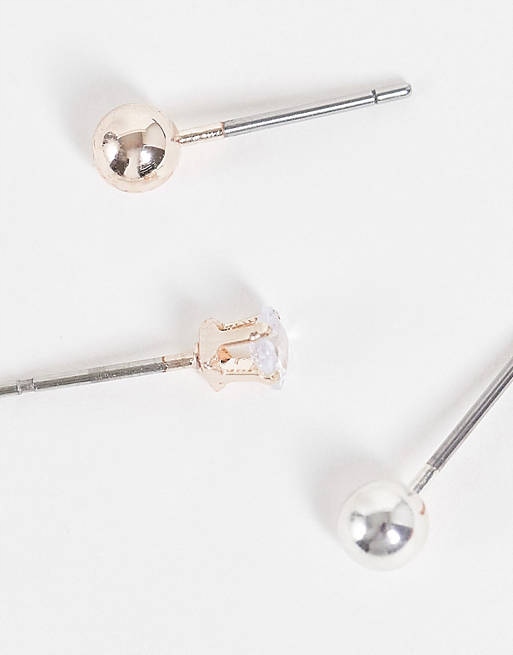 Stalove Złotko - River Island Zestaw 6 par Kolczyki Cyrkonie Kulki Stalove Złotko - River Island Zestaw 6 par Kolczyki Cyrkonie Kulki