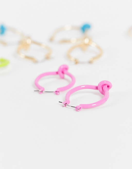 Stalove Złotko - ASOS DESIGN Zestaw 5 kolczyków koła kolorowe węzły